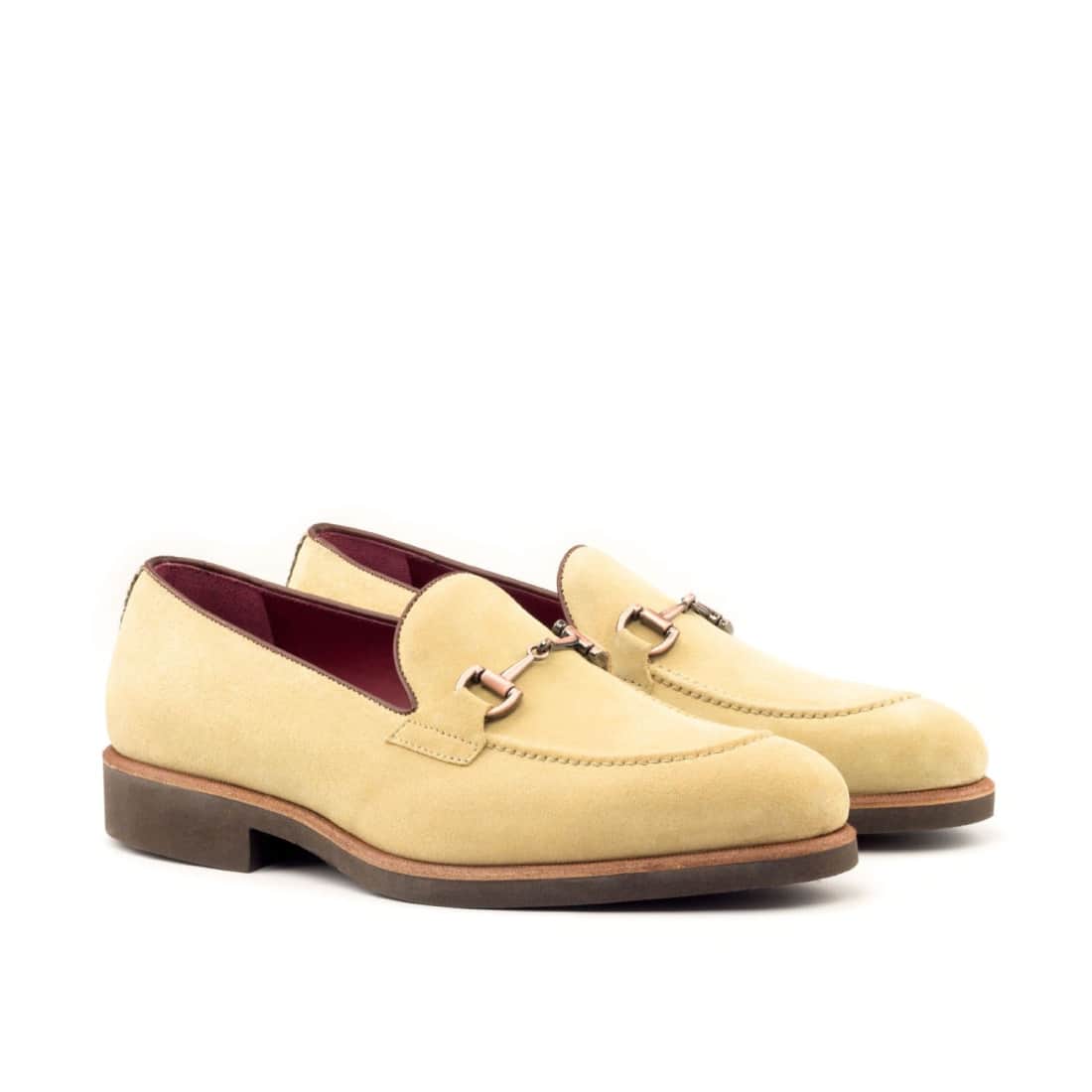 Mocassin à mors en daim beige - Semelles Caoutchouc