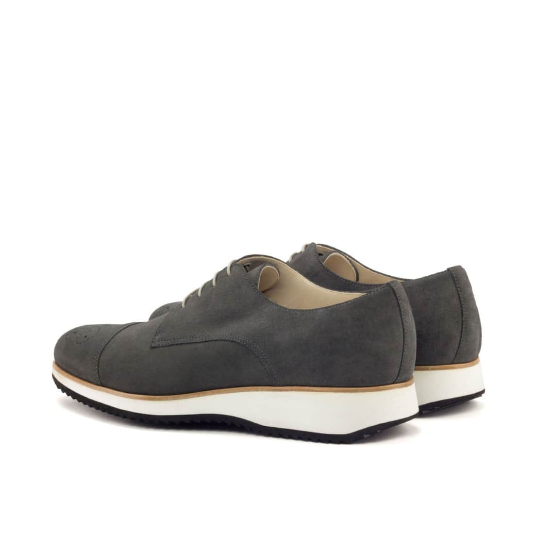Derbie Bout Droit Fleuri en daim gris - Semelles Sport – vue 3