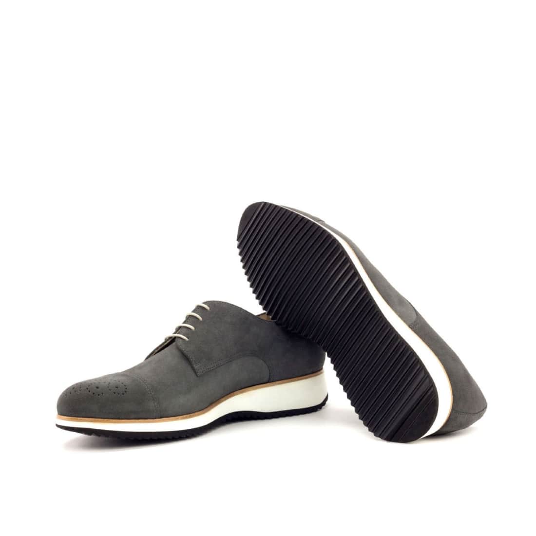 Derbie Bout Droit Fleuri en daim gris - Semelles Sport – vue 2