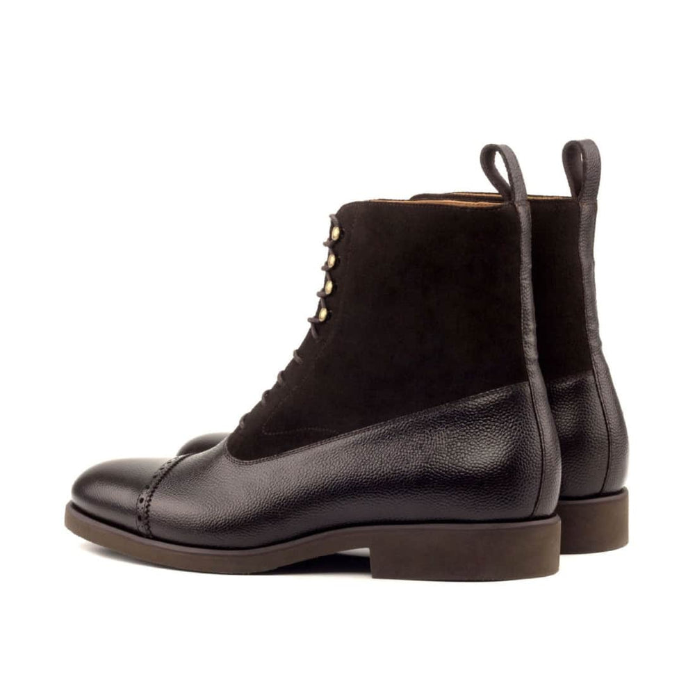 Bottines Blamoral en cuir grainé et daim marron foncé - Semelles Caoutchouc – vue 3