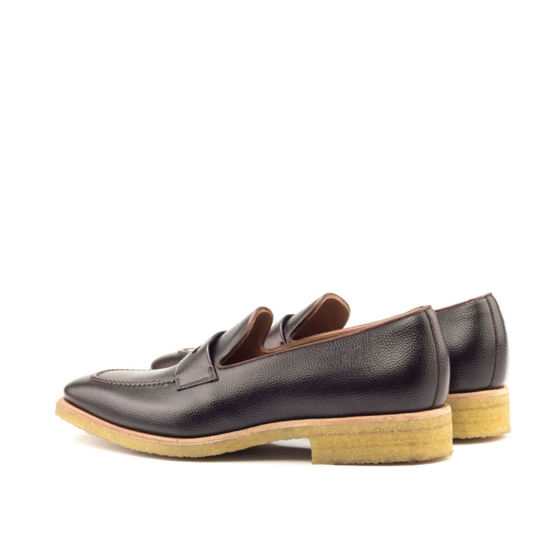Mocassins Penny à bandeau en cuir grainé marron foncé