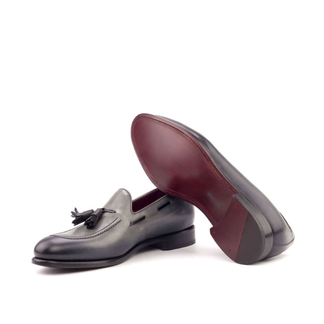 Mocassin à glands en cuir gris – vue 2