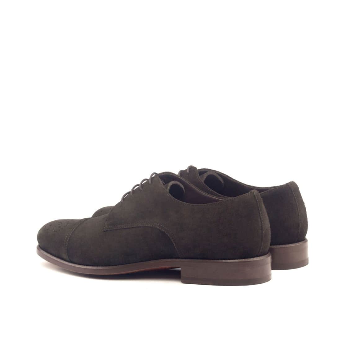 Derbie Bout Droit Fleuri en daim marron foncé – vue 3