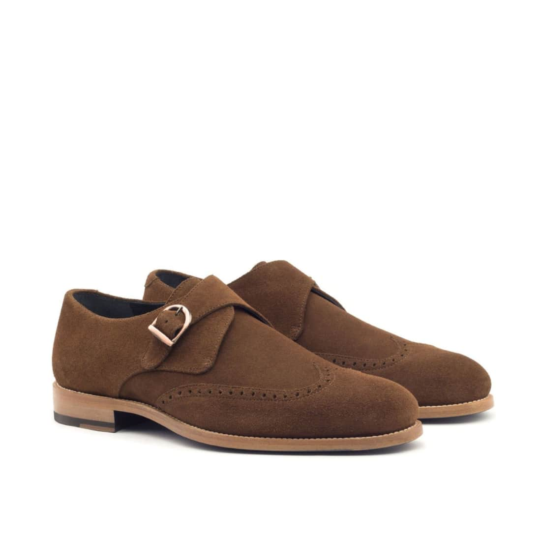 Chaussure à boucle bout fleuri en daim camel - Chaussures