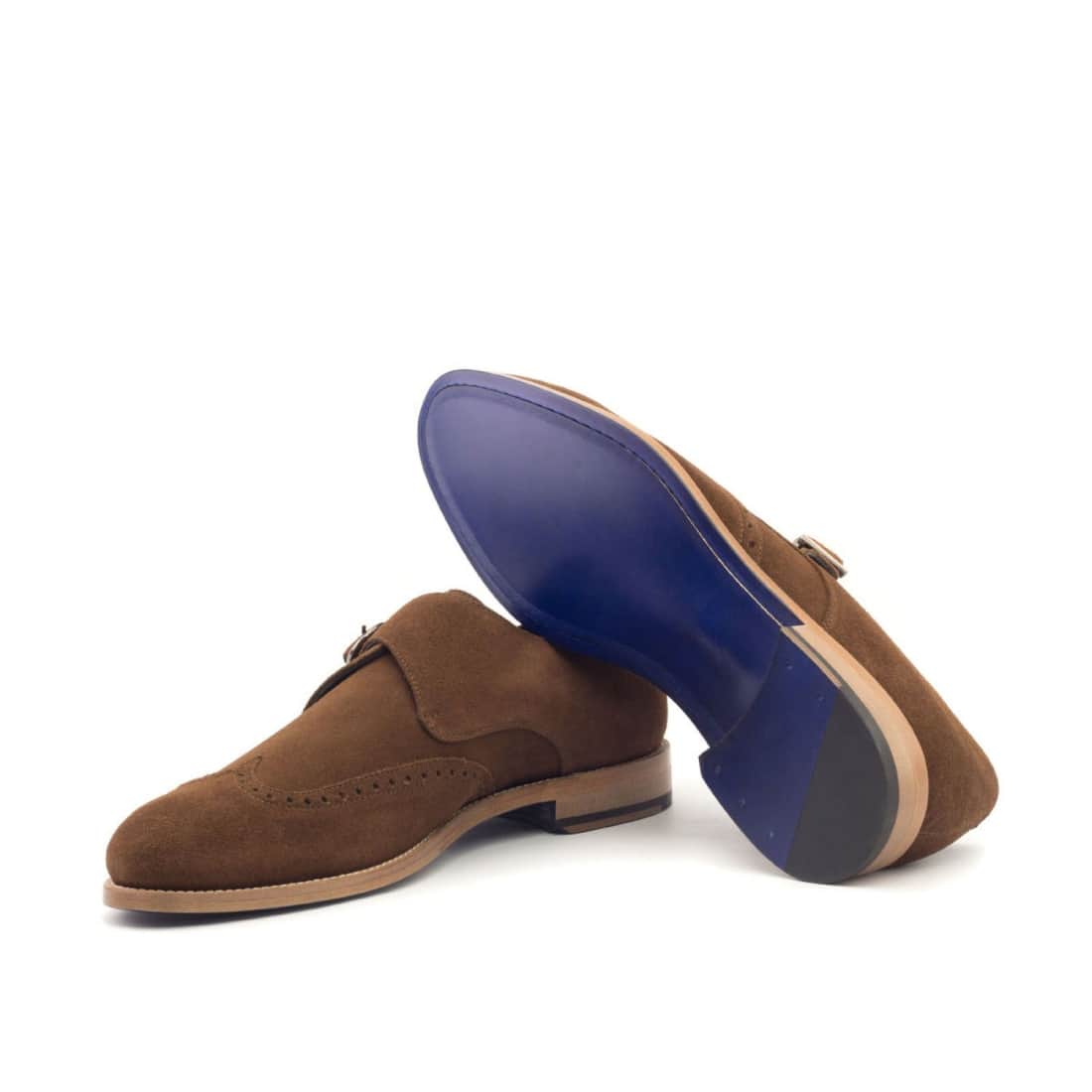 Chaussure à boucle bout fleuri en daim camel – vue 2