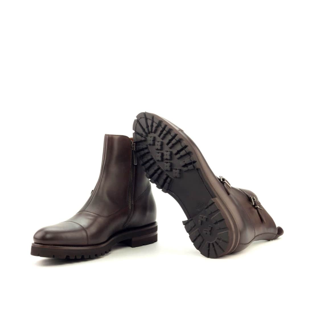 Bottines à Double Boucles en cuir marron foncé - Semelles
