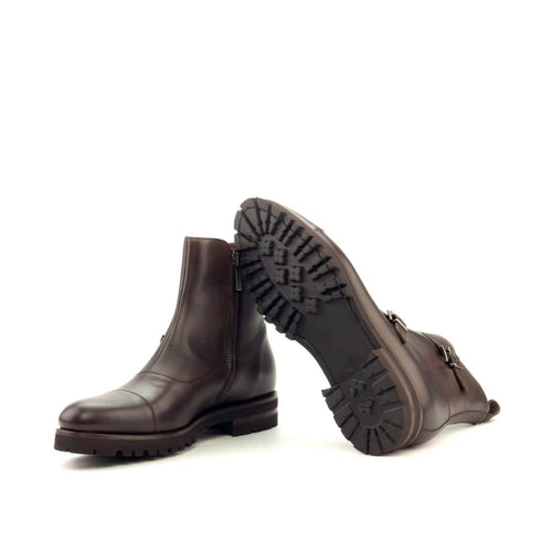 Bottines à Double Boucles en cuir marron foncé - Semelles Commando – vue 2