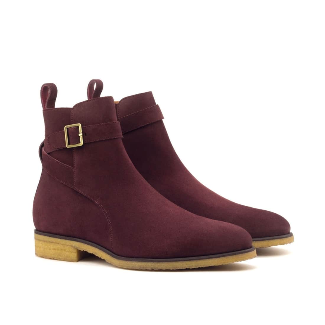 Bottines Jodhpur en daim bordeaux - Semelles Crêpe