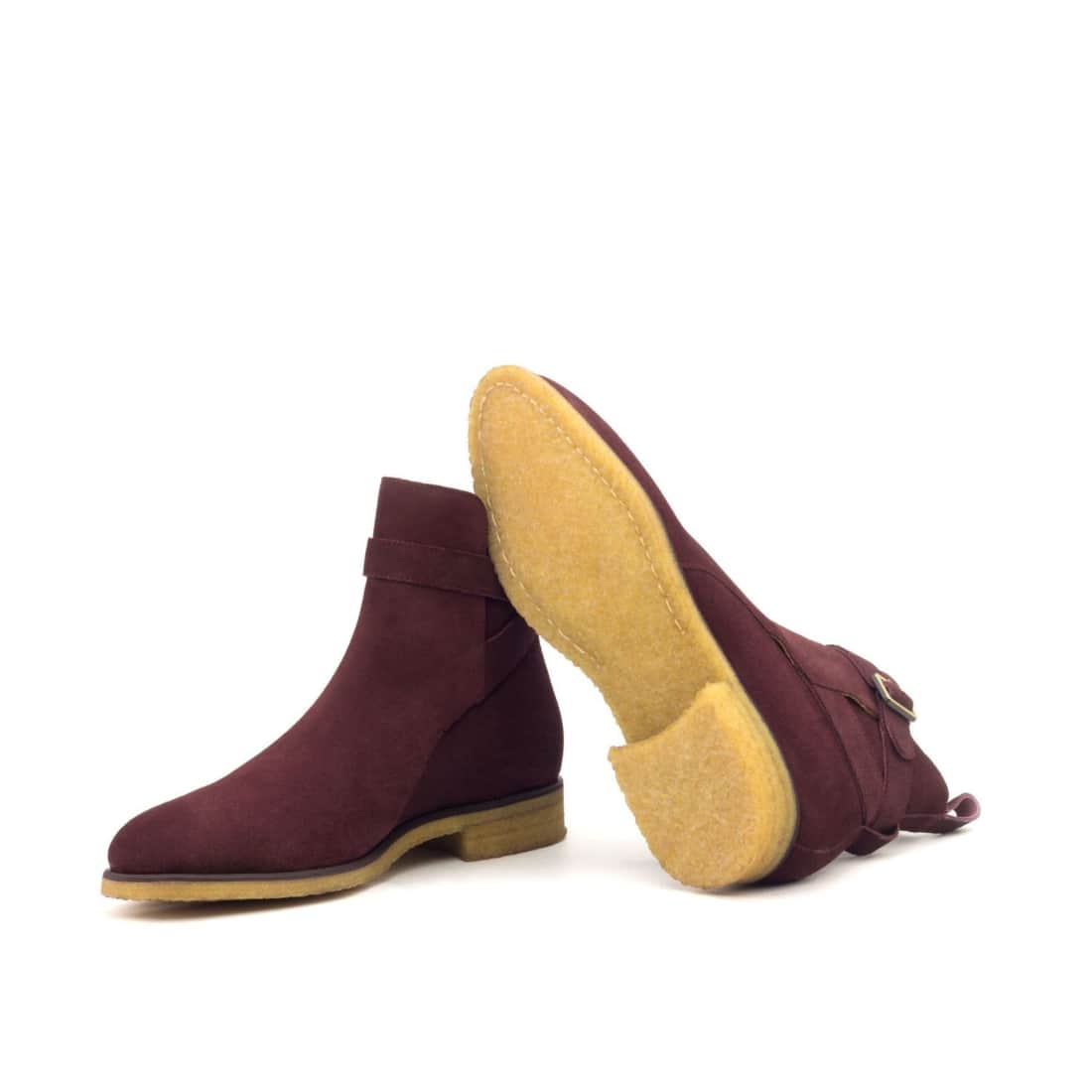 Bottines Jodhpur en daim bordeaux - Semelles Crêpe