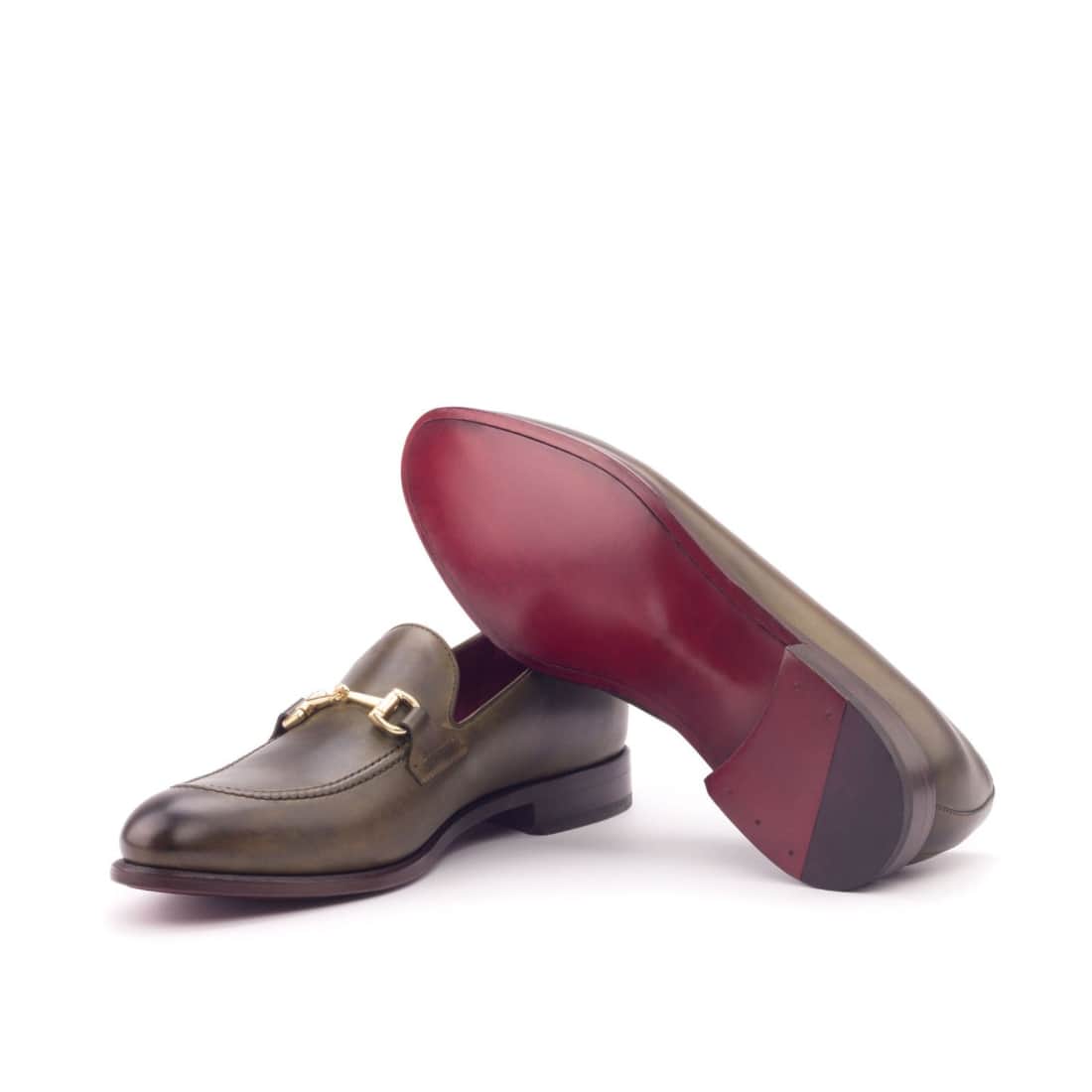 Mocassin à mors en cuir vert olive - Chaussures