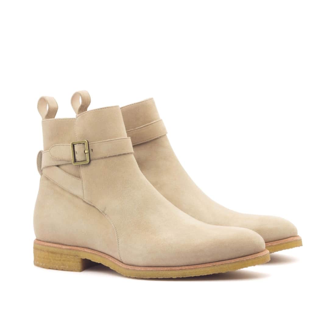 Bottines Jodhpur en daim beige - Semelles Crêpe