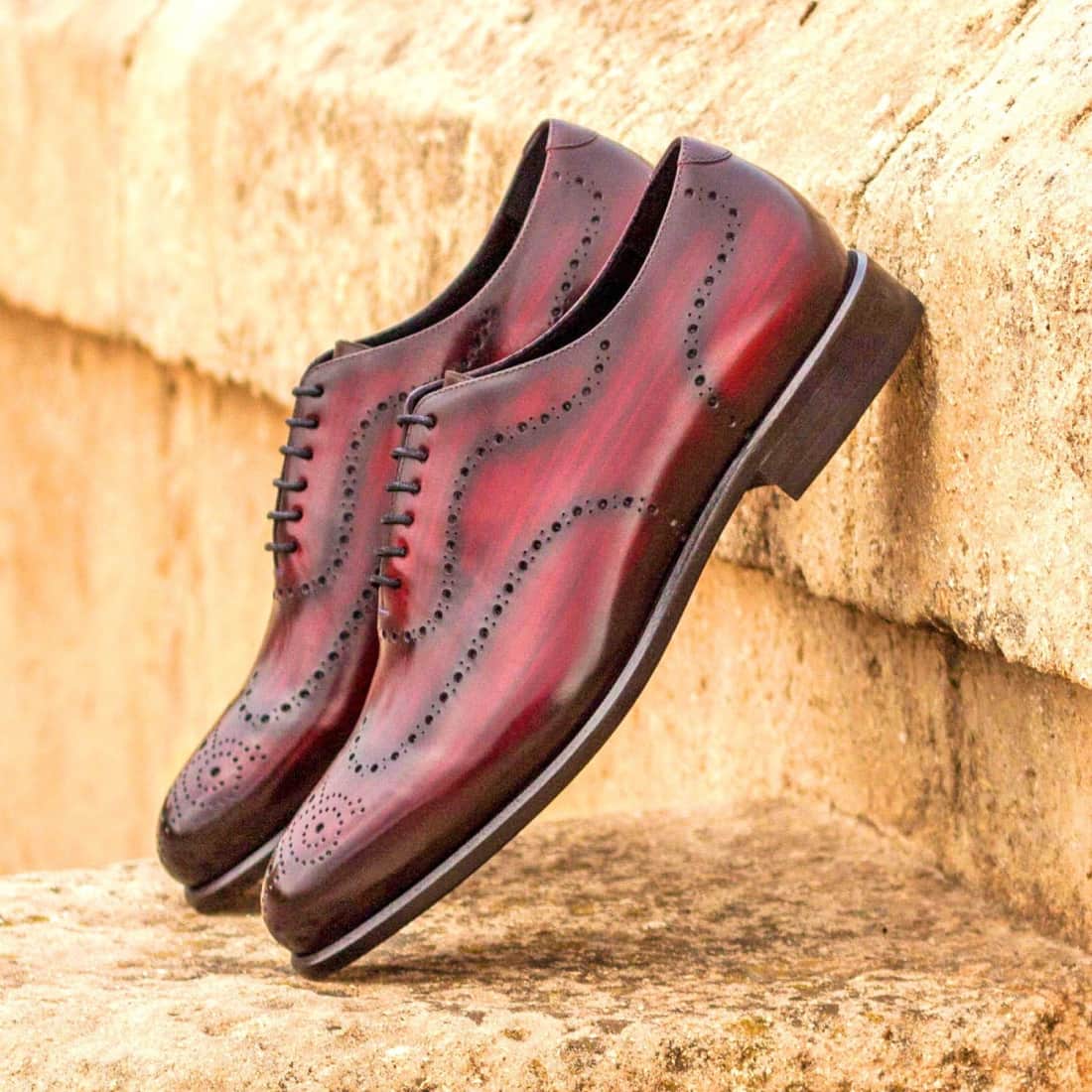 One Cut fleuri en cuir patiné bordeaux – vue 4