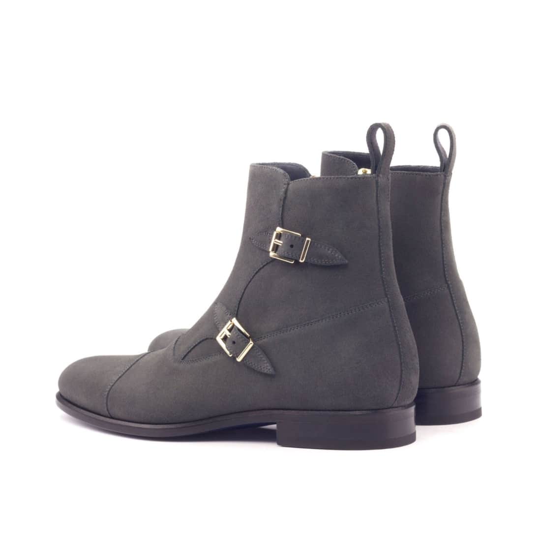 Bottines à Double Boucles en daim gris – vue 3