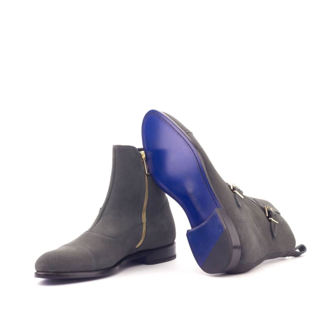 Bottines à Double Boucles en daim gris – vue 2