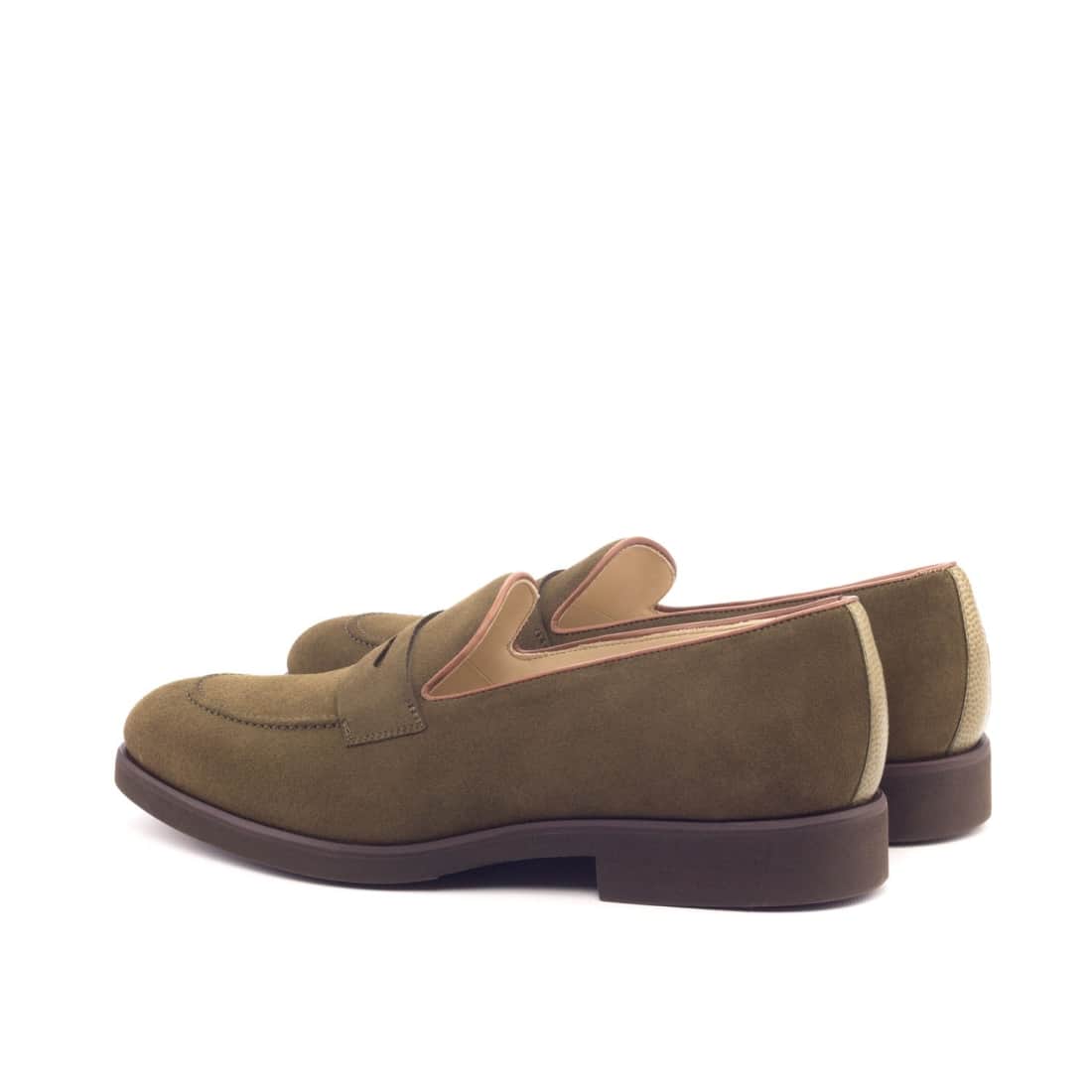 Mocassins Penny à bandeau en daim kaki - Semelles Caoutchouc – vue 3