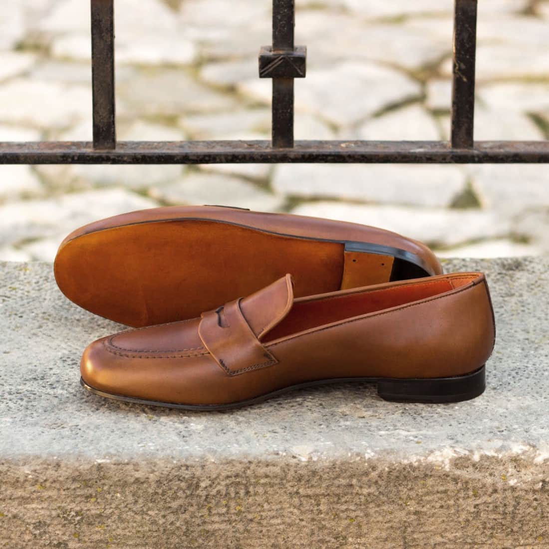 Mocassins Penny à bandeau été en cuir marron moyen – vue 5