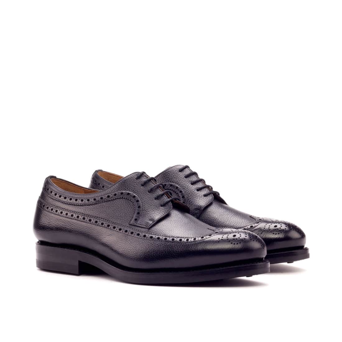 Derbie Brogue fleuri en cuir grainé noir - Semelles Dainite