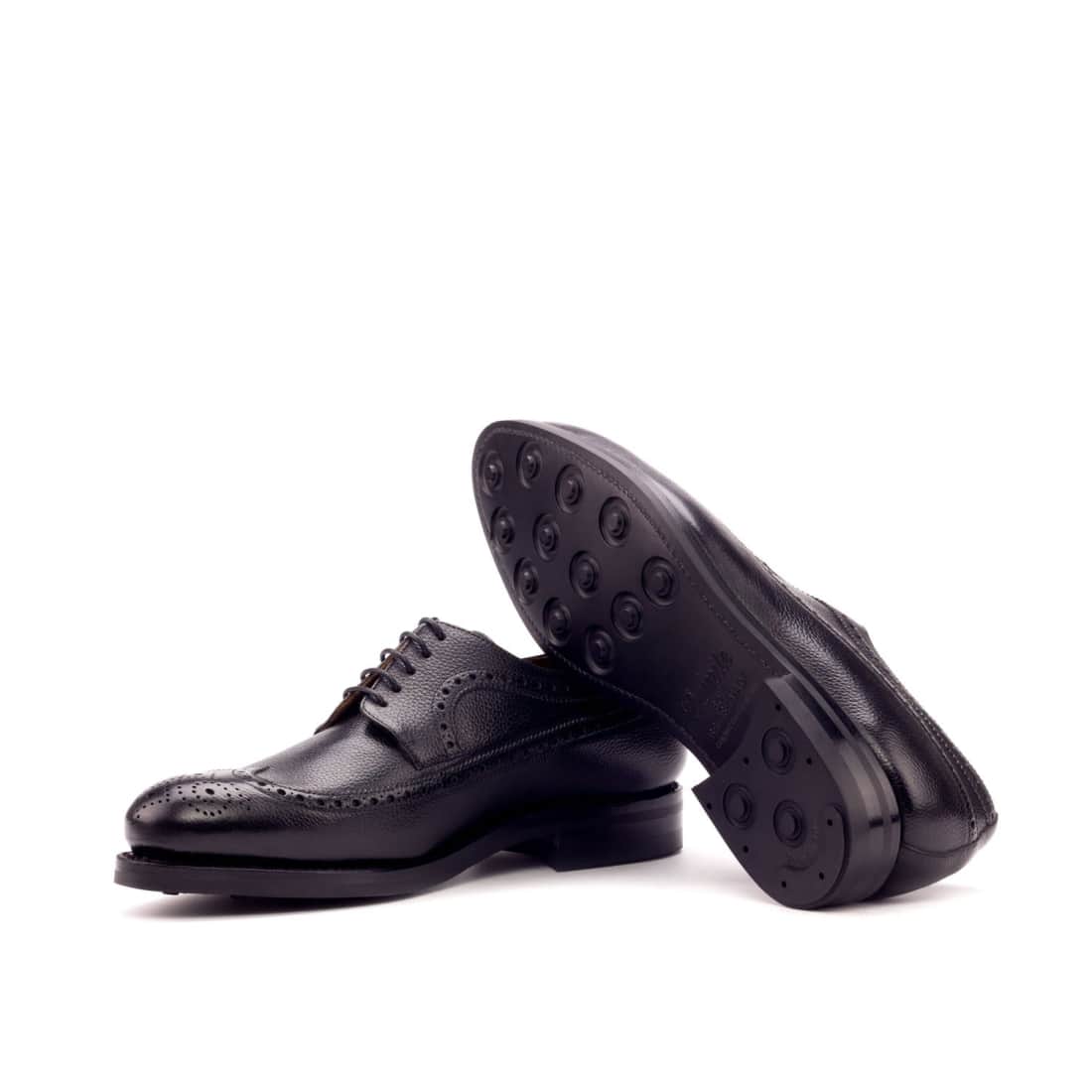 Derbie Brogue fleuri en cuir grainé noir - Semelles Dainite – vue 2