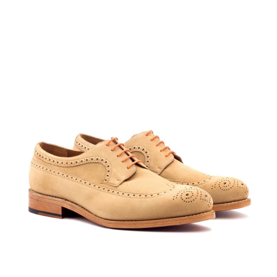 Derbie Brogue fleuri en daim beige