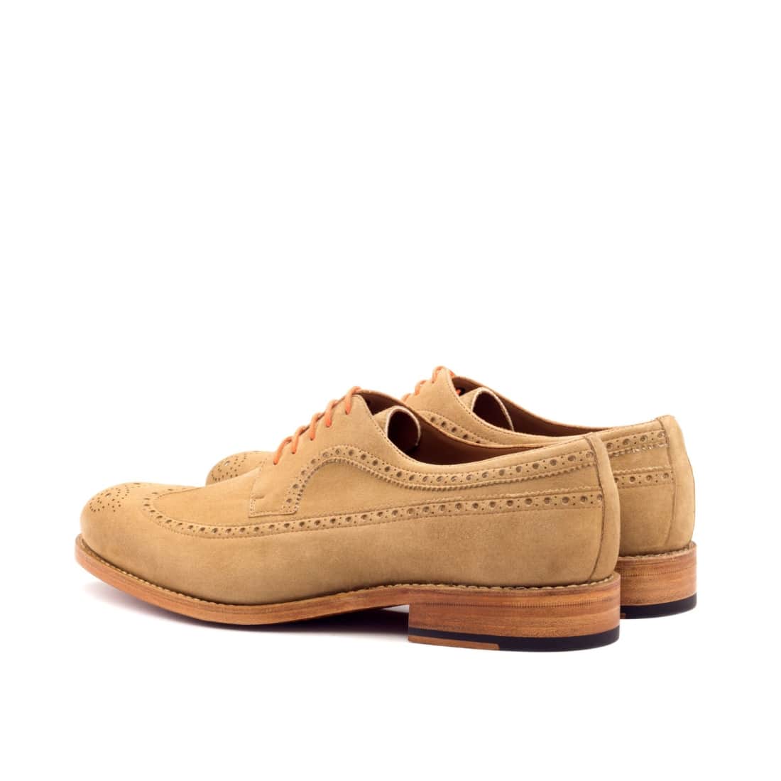 Derbie Brogue fleuri en daim beige – vue 3