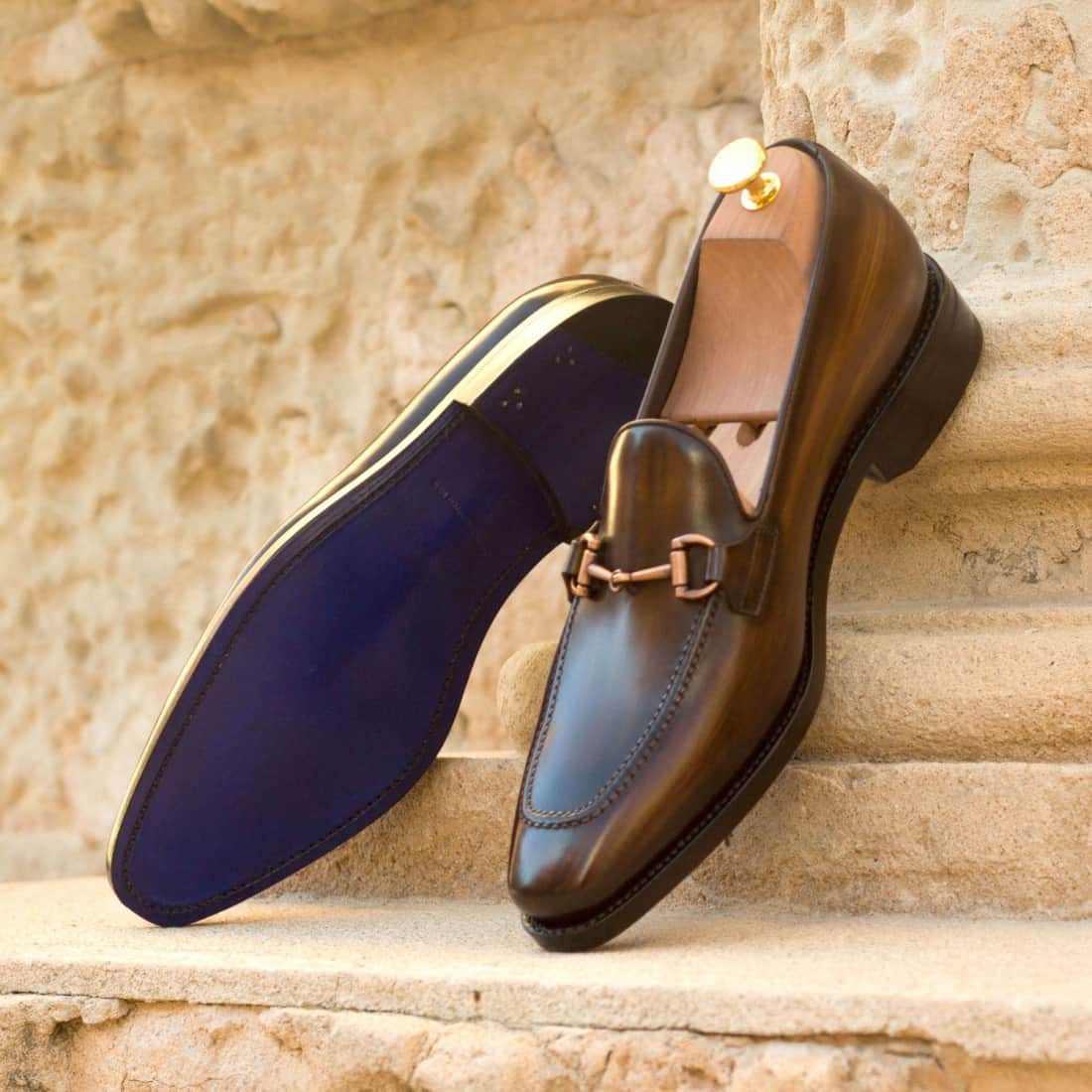 Mocassin à mors en cuir patiné marron foncé – vue 4