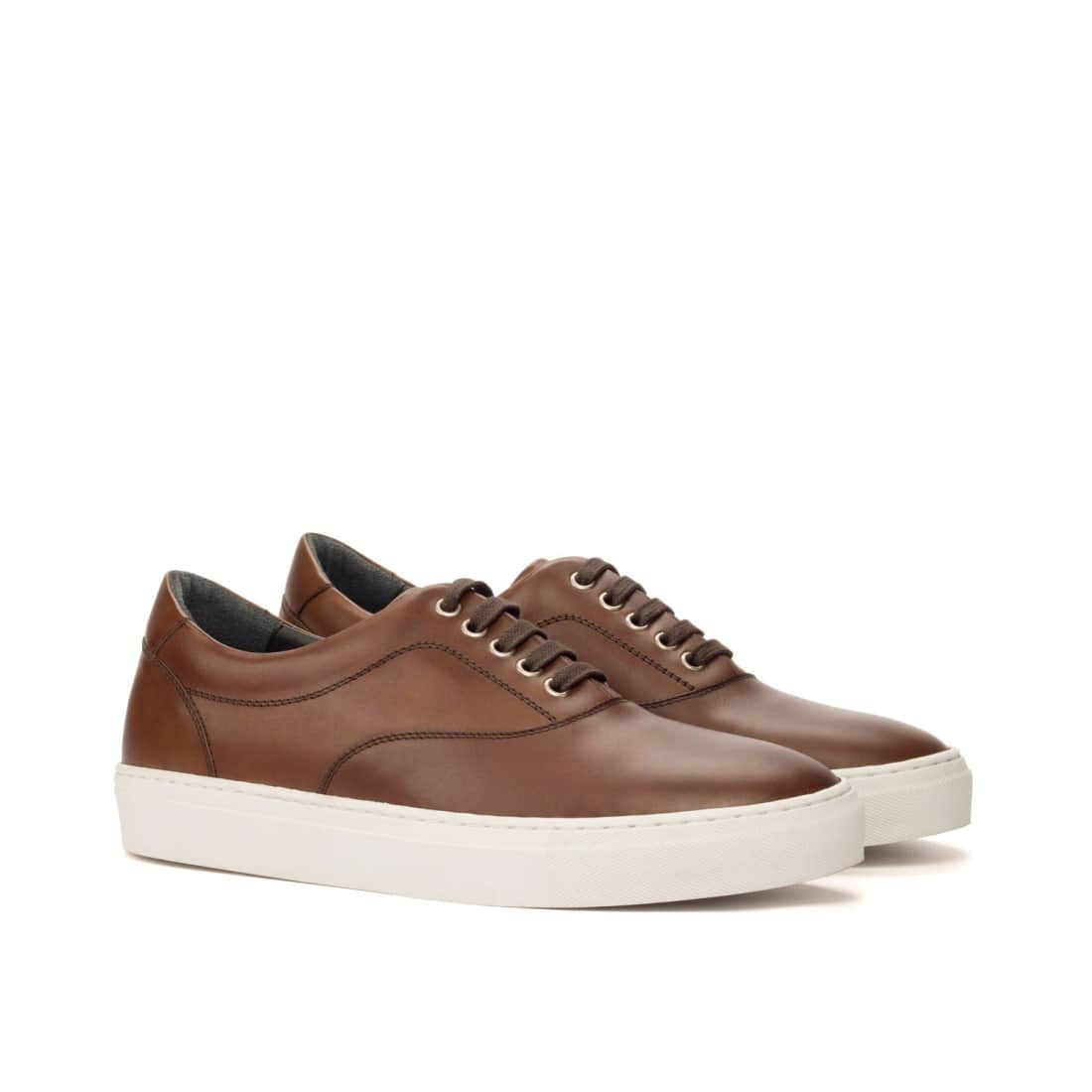 Sneakers Spinner en cuir marron moyen - Semelles Blanches