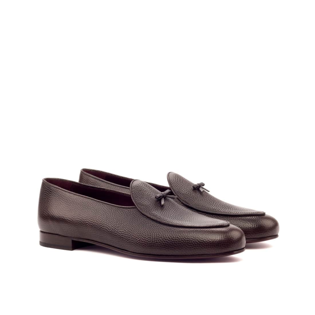 Mocassin Belge en cuir grainé marron foncé