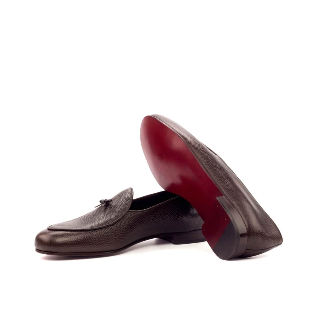 Mocassin Belge en cuir grainé marron foncé – vue 2