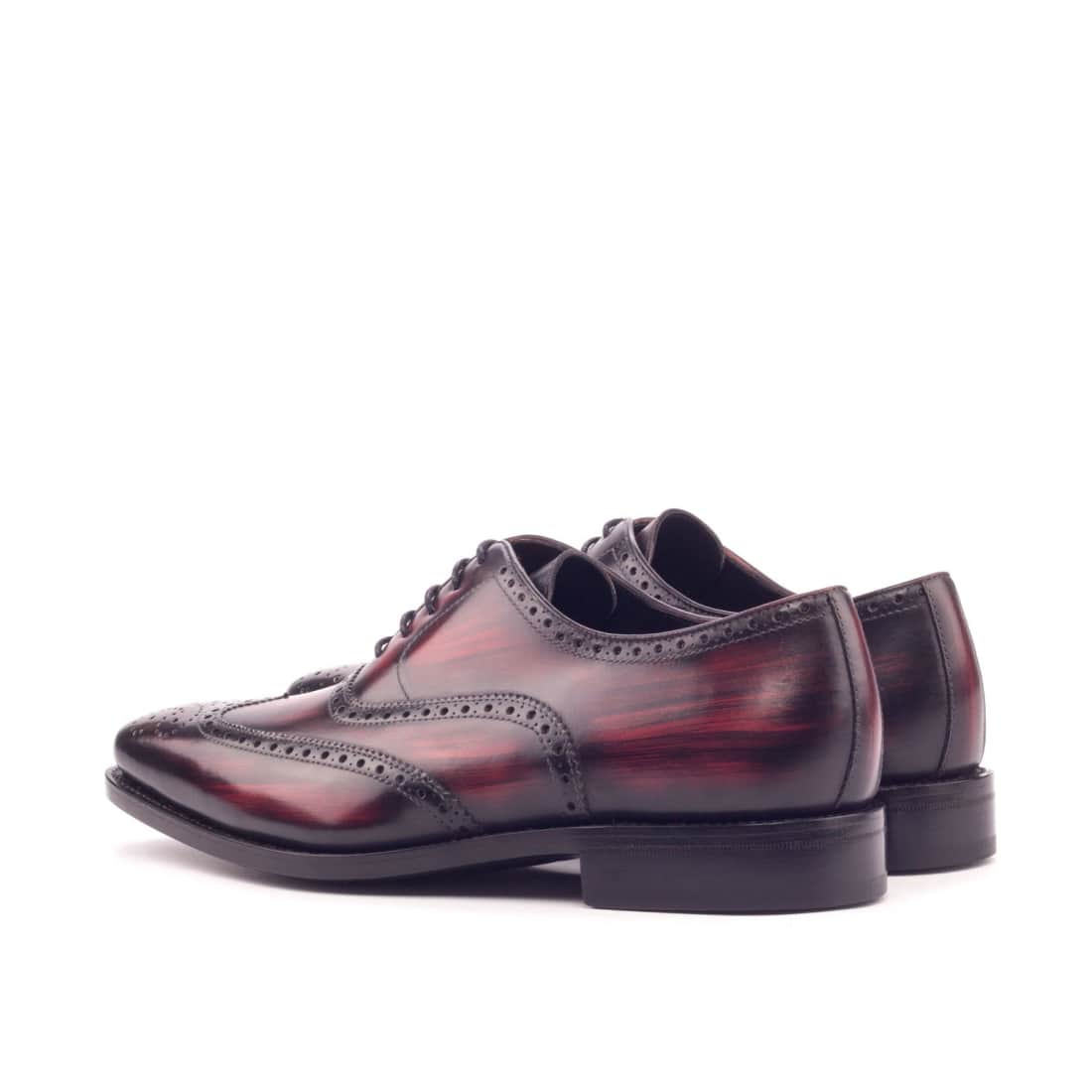Richelieu fleuri en cuir patiné bordeaux - Chaussures
