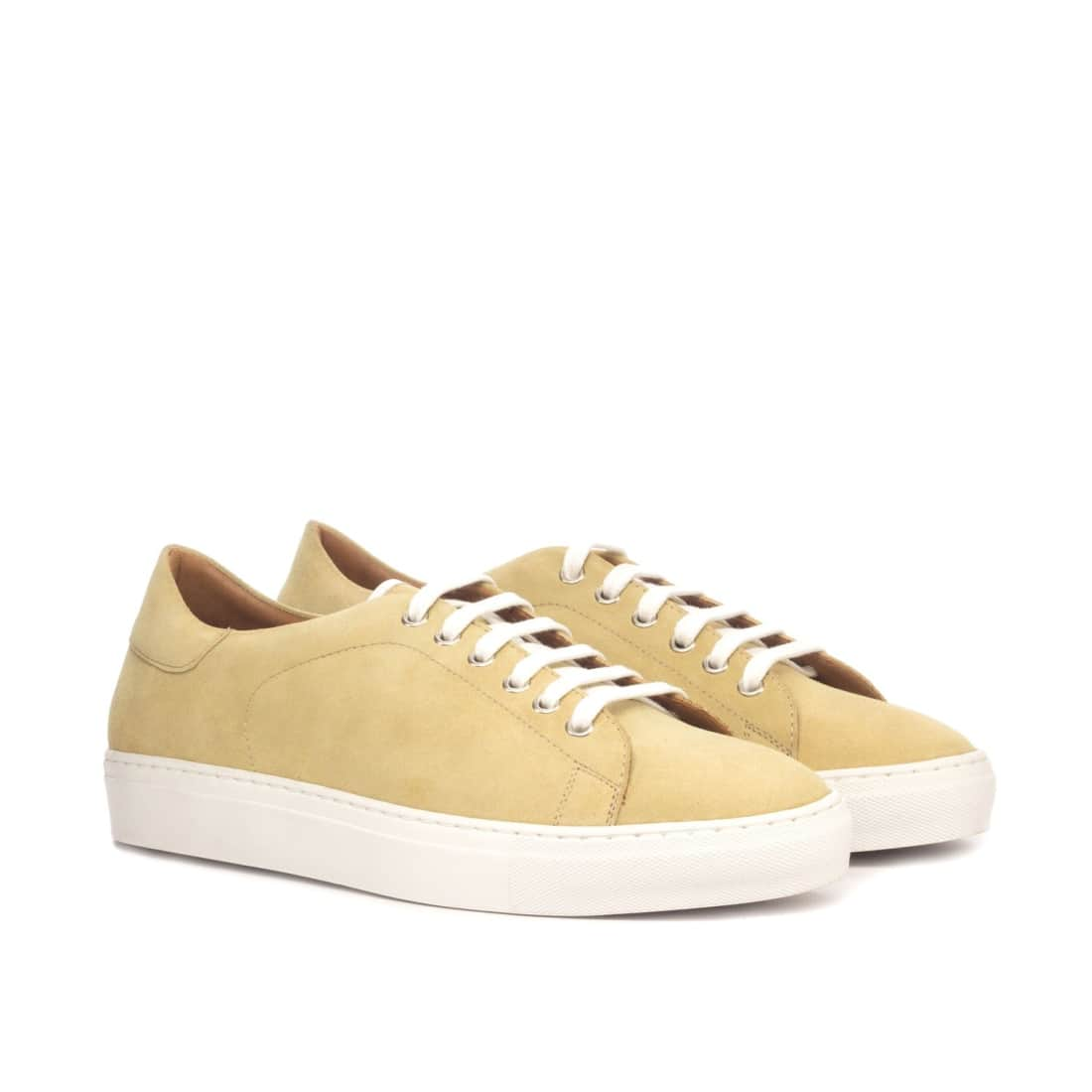 Sneakers Jersey en daim beige - Semelles Blanches