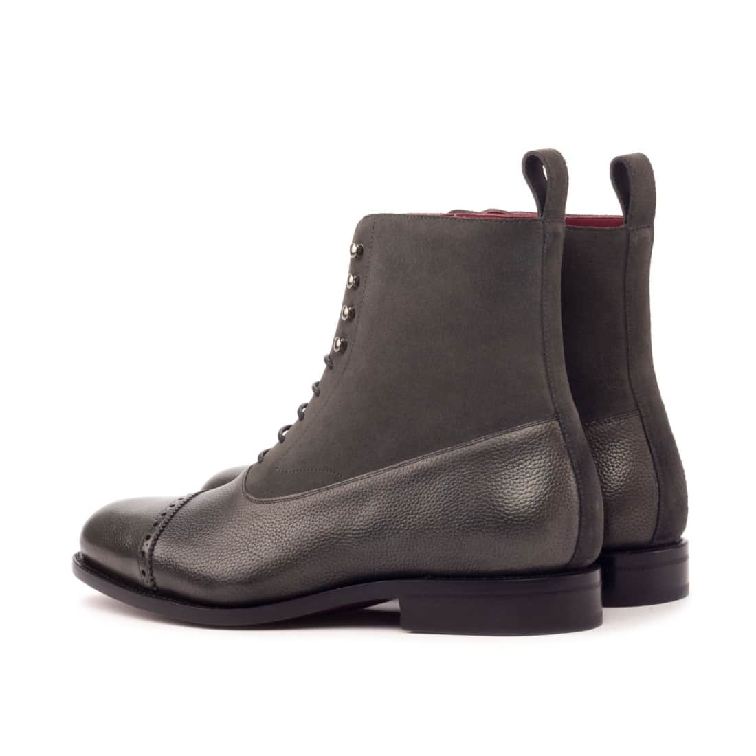 Bottines Blamoral en cuir grainé et daim gris – vue 3