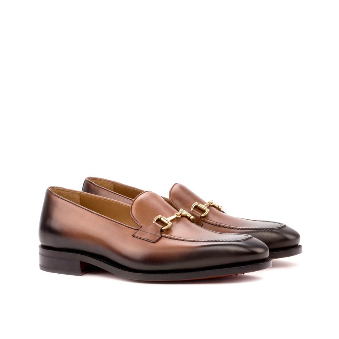 Mocassin à mors en cuir patiné marron