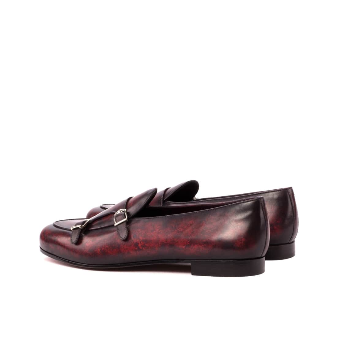 Mocassin Double Boucle en cuir patiné bordeaux - Chaussures