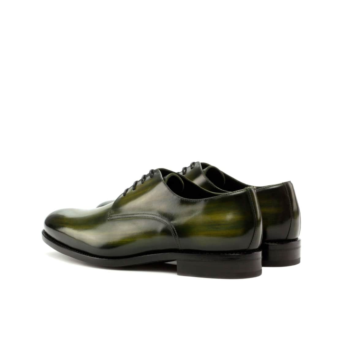 Derbie Blucher en cuir patiné vert – vue 3