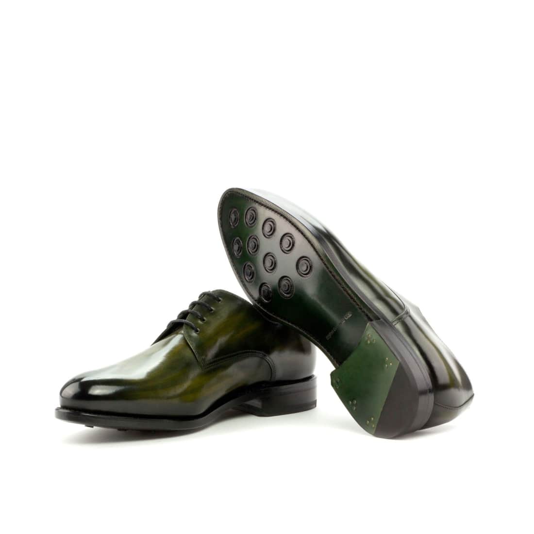 Derbie Blucher en cuir patiné vert – vue 2