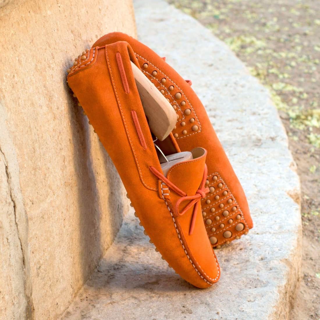 Mocassin Driver en daim orange – vue 4