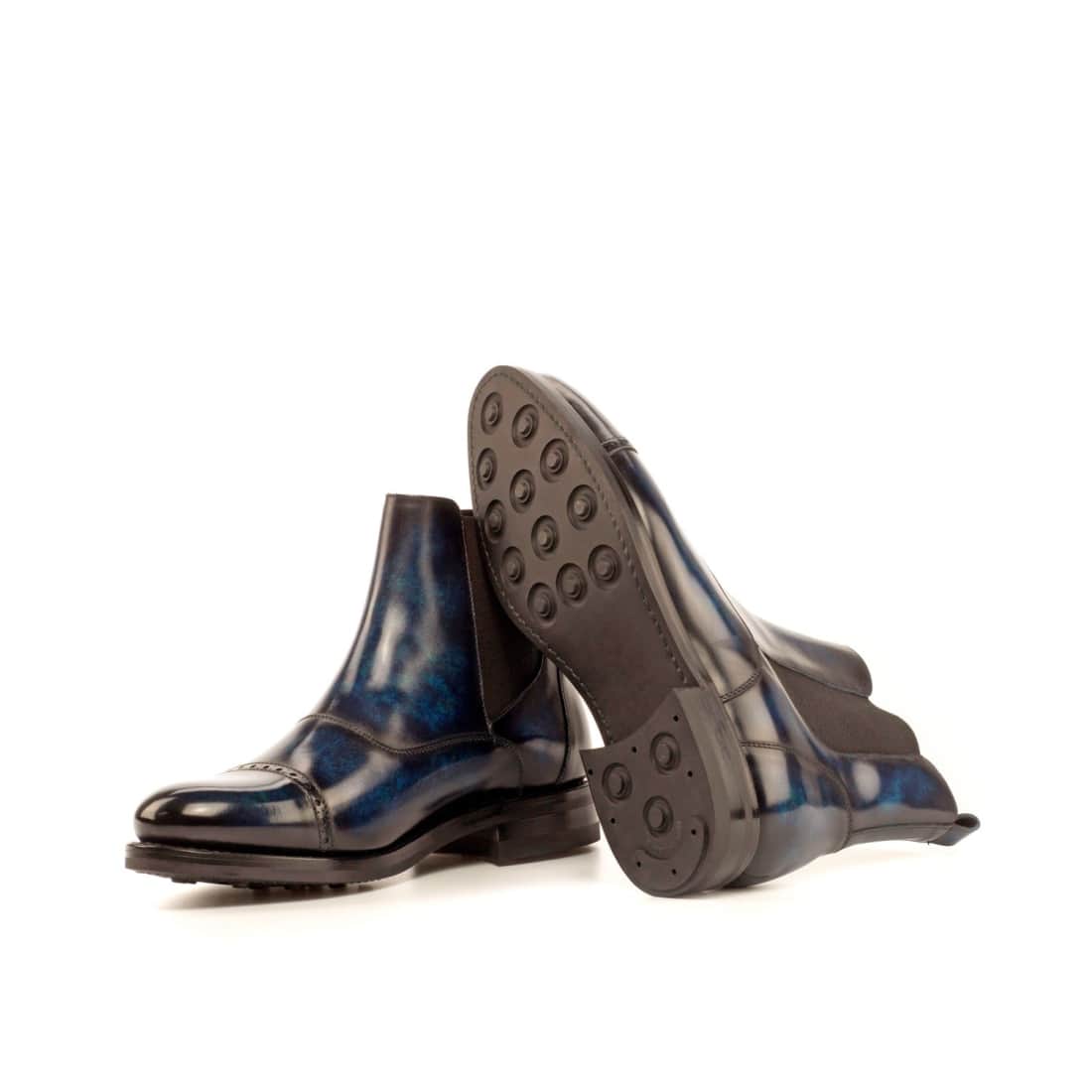 Cheslea Boots Cut en cuir patiné bleu marine - Semelles Dainite® – vue 2