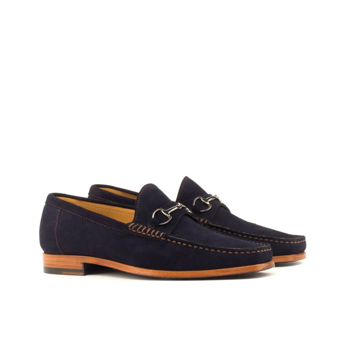 Mocassin à mors en cuir daim bleu marine