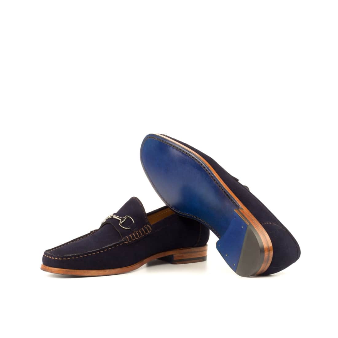 Mocassin à mors en cuir daim bleu marine – vue 2