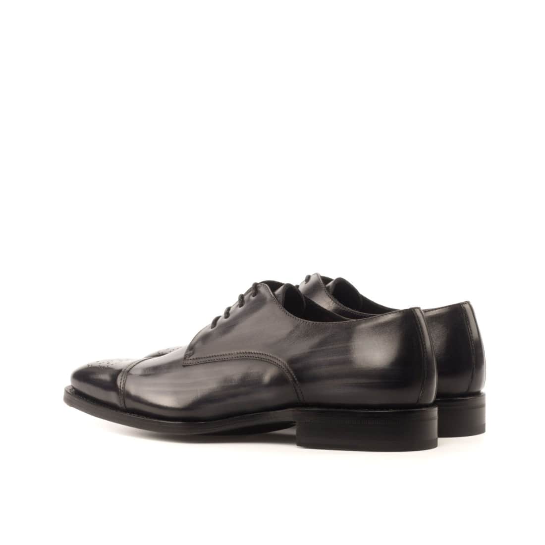 Derbie Bout Droit Fleuri en cuir patiné gris – vue 3