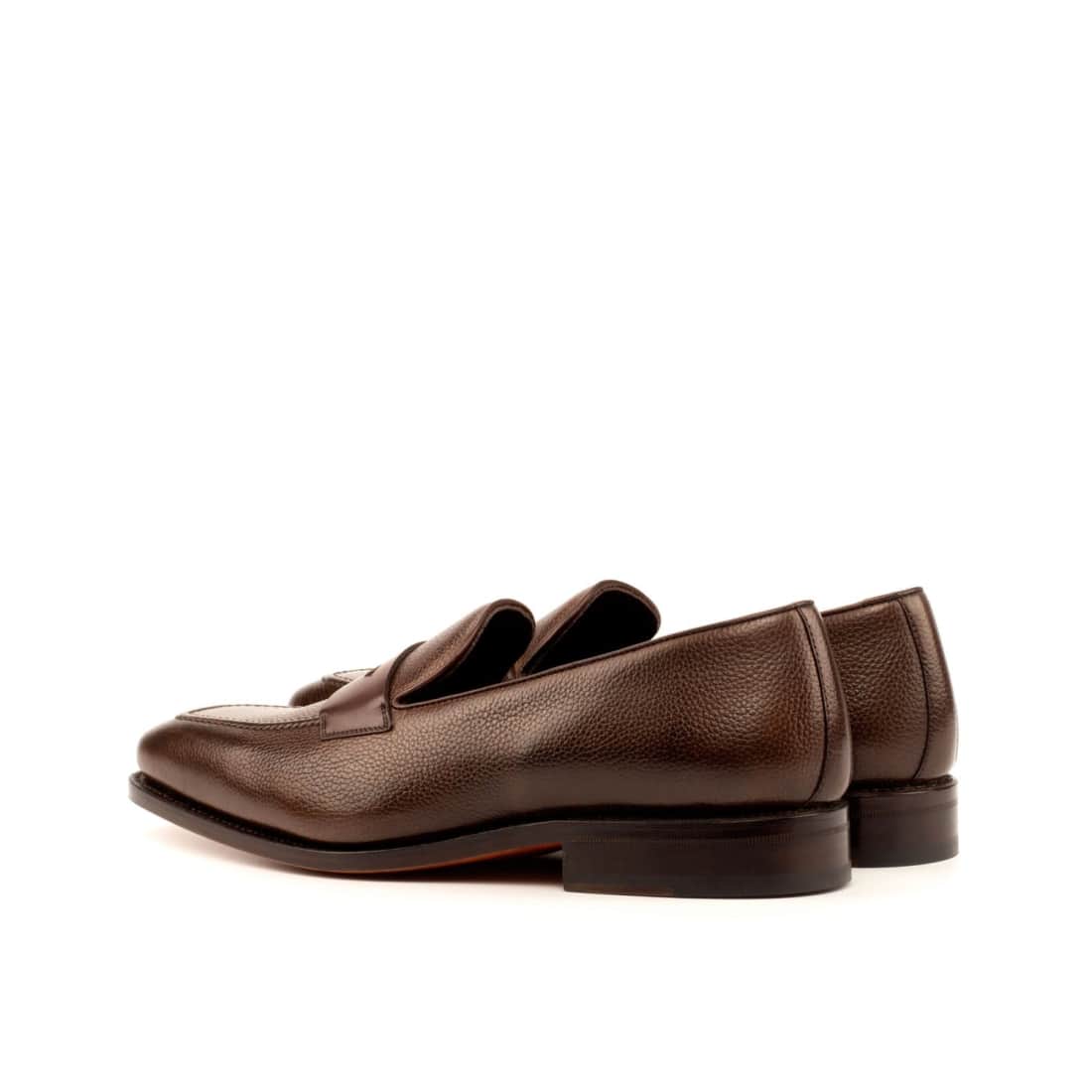 Mocassins Penny à bandeau en cuir grainé marron - Chaussures