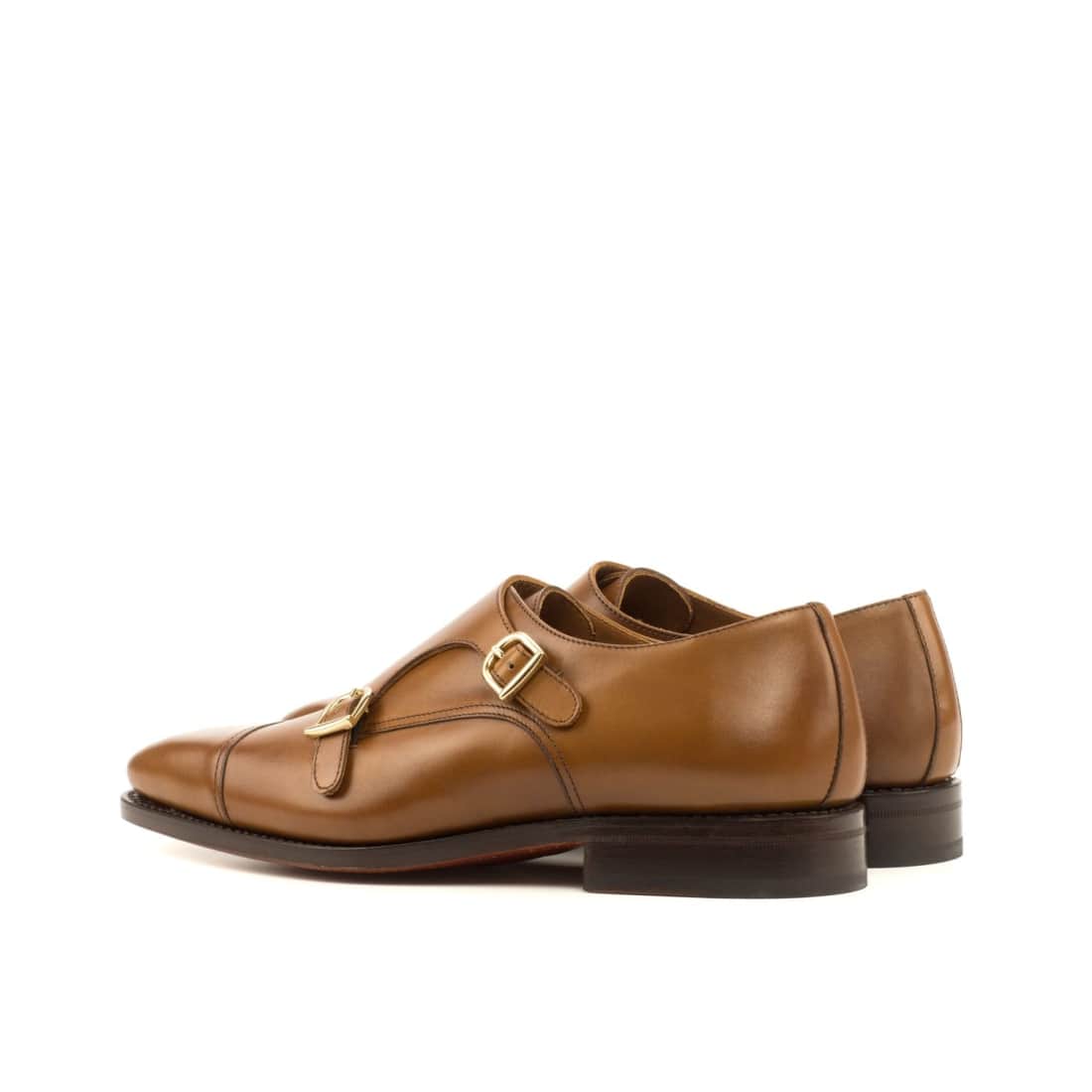 Chaussure double boucle en cuir marron clair – vue 3