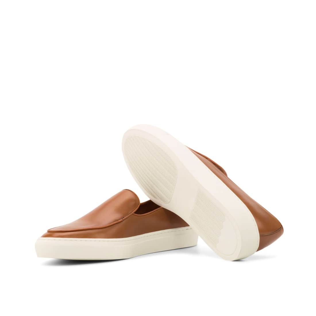 Sneaker Mocassin Belge en cuir marron clair – vue 2