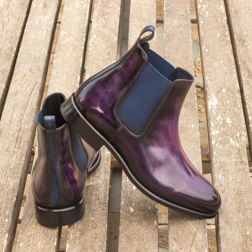 Cheslea Boots en cuir patiné violet – vue 4
