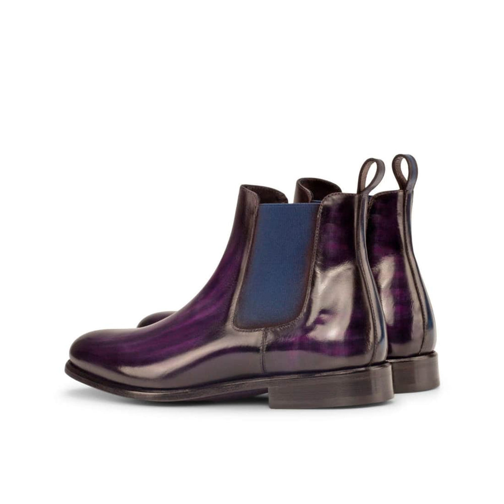 Cheslea Boots en cuir patiné violet – vue 3