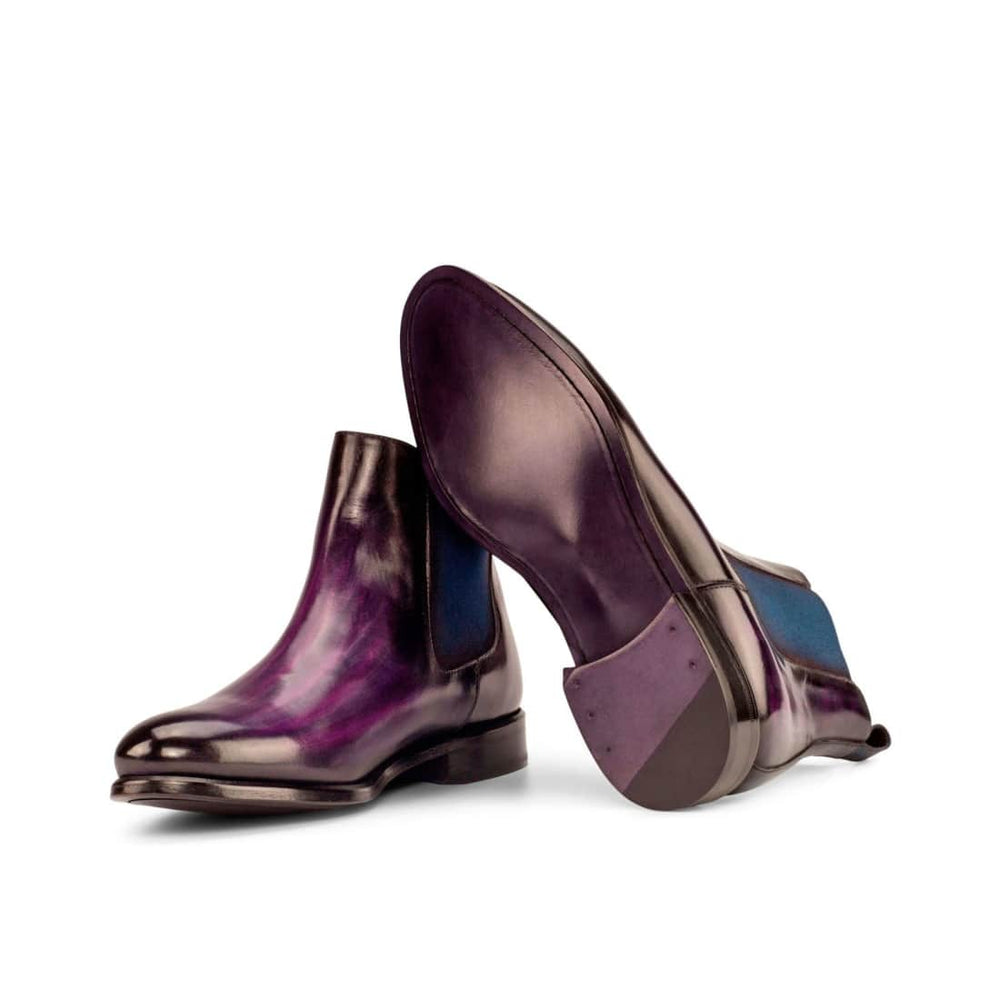 Cheslea Boots en cuir patiné violet – vue 2