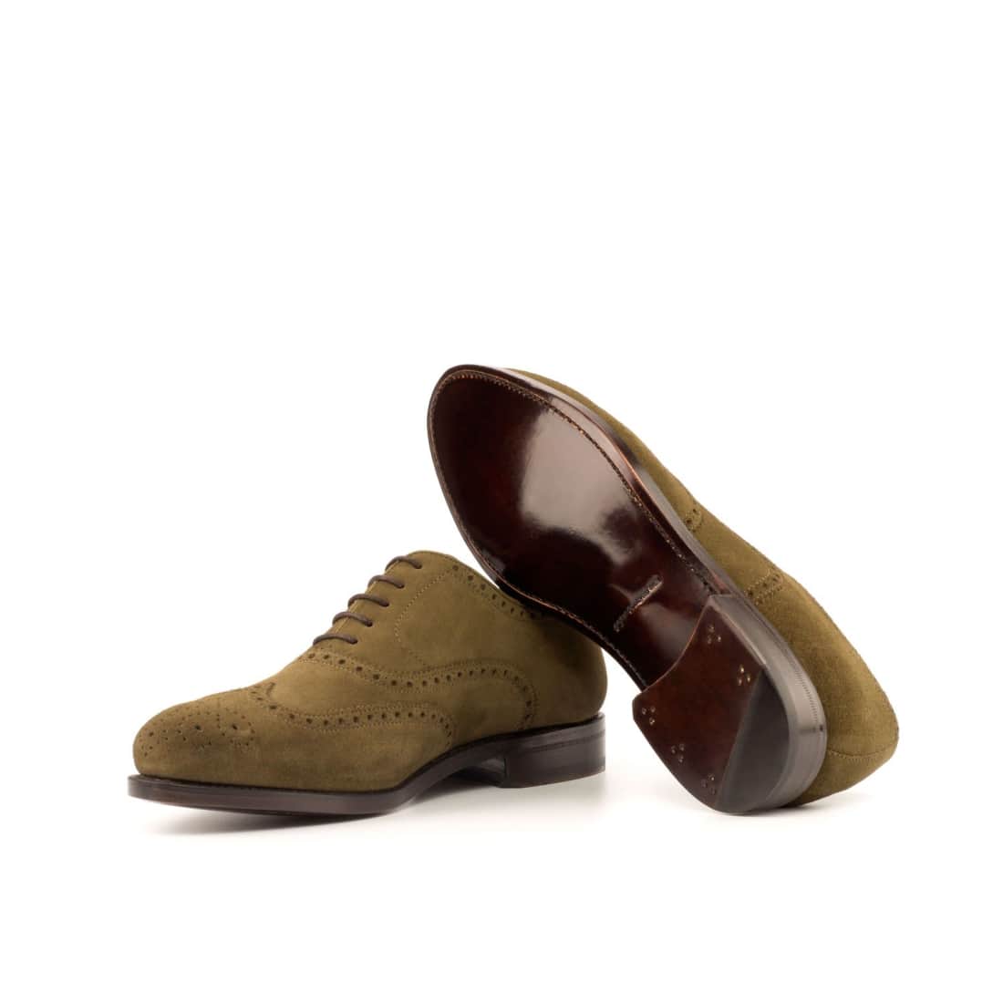 Richelieu fleuri en daim kaki - Chaussures
