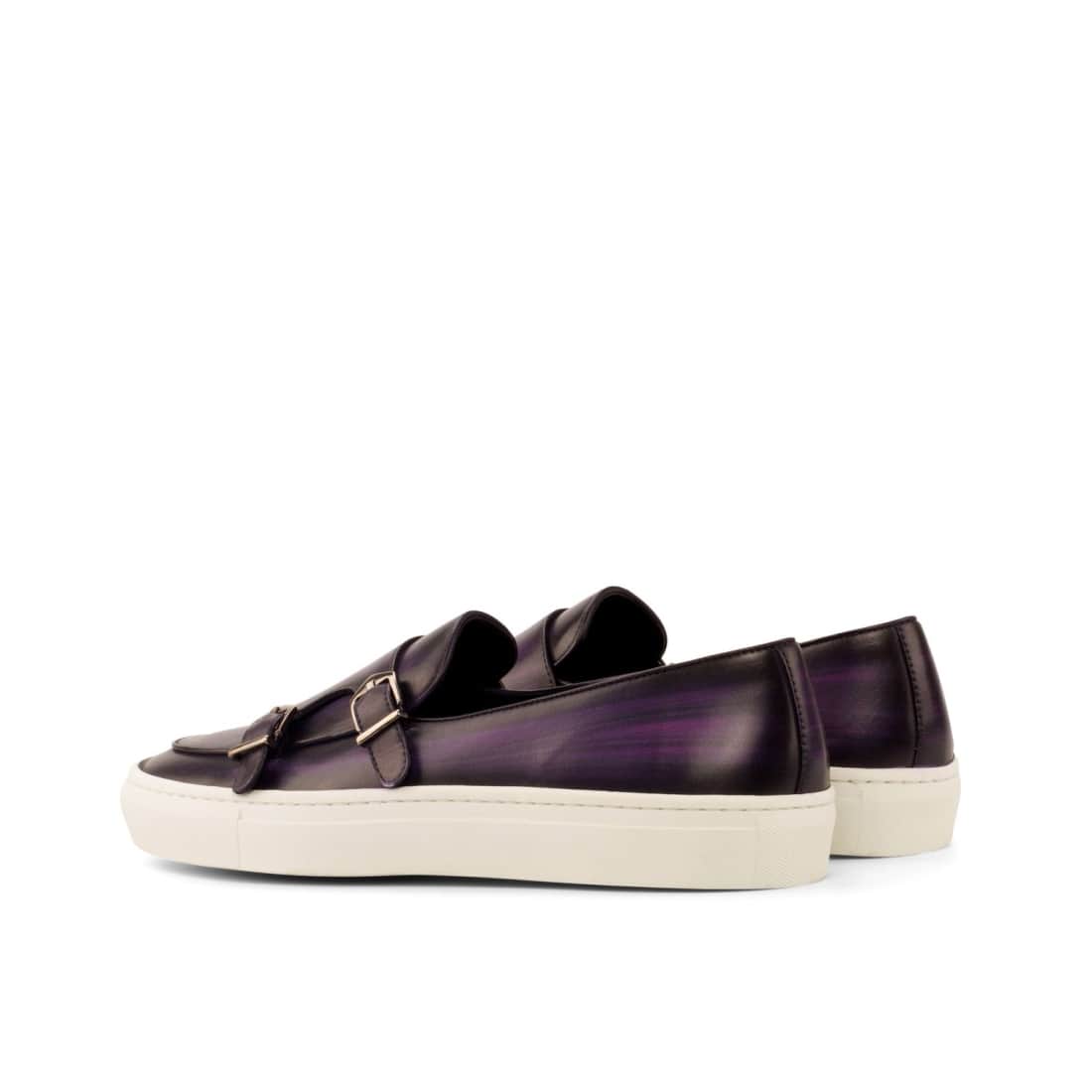 Sneaker Mocassin Double Boucle en cuir patiné violet – vue 3