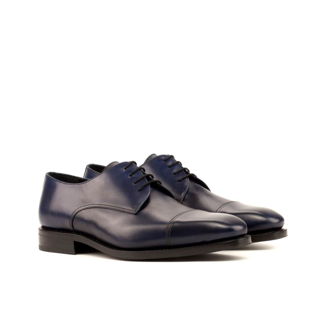 Derbie Bout Droit en cuir bleu marine - Chaussures