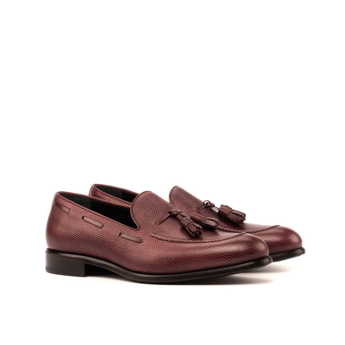 Mocassin à glands en cuir grainé bordeaux - Chaussures
